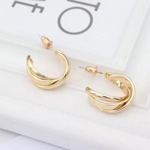 NEW Gold Triple Cross Twist Hoop Earrings